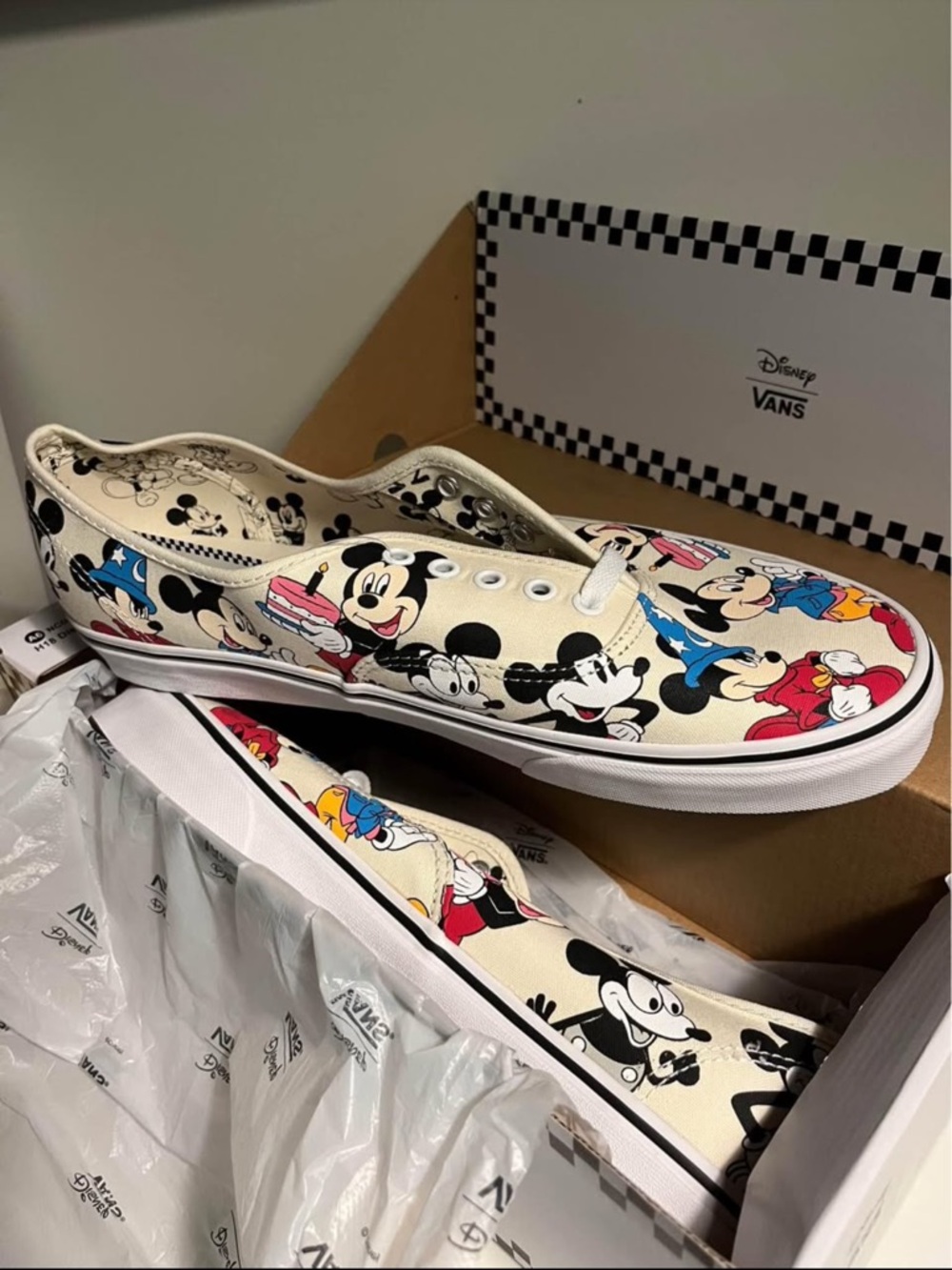 Vans Disney Mickey Mouse Cream Multi Slip-On Sneakers
